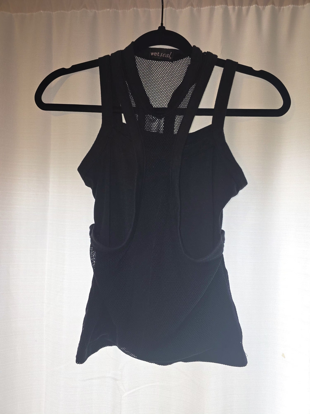 Wet Seal Black Mesh Racerback Layered Tank